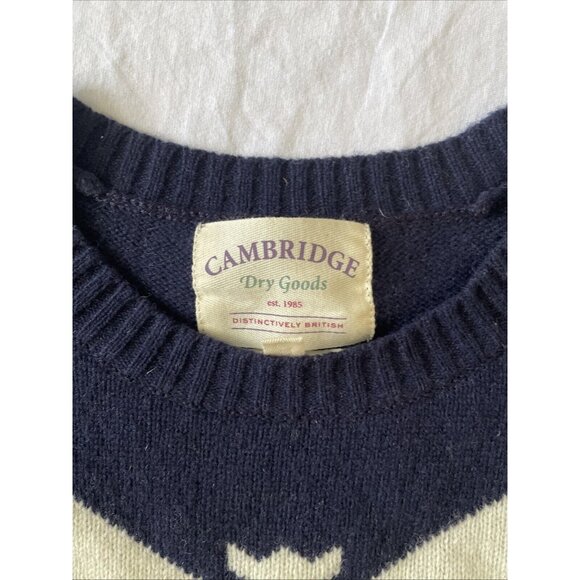 Cambridge Dry Goods Navy Blue Lambswool Blend Sweater M Snowflake Pattern Womens - Picture 4 of 7